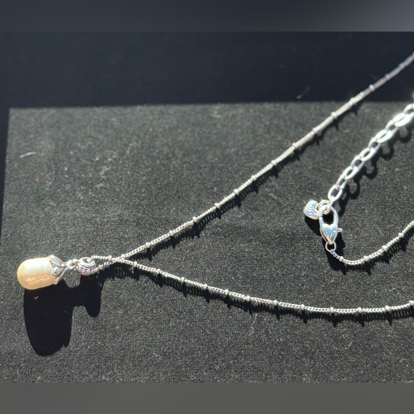 BRIGHTON Everbloom Pearl Drop Necklace. Brand New. Silver-Pearl. 18”-22” adj. - Picture 6 of 8